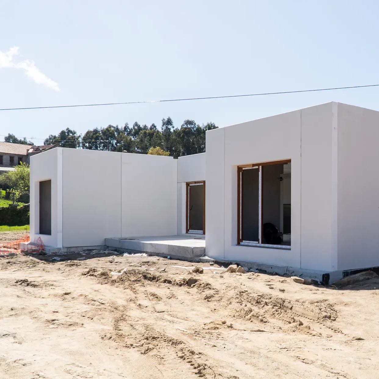 Fachada de vivienda prefabricada en Galicia